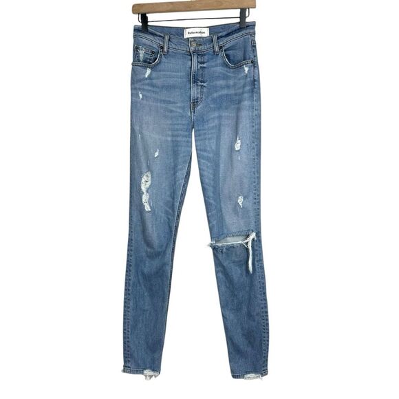 Reformation High & Skinny Jeans Distressed Maui Wash Destroyed Size 27 - Picture 1 of 9